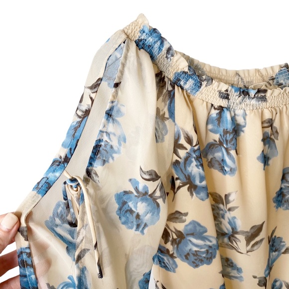 Entro Floral Cold Shoulder Sheer Off Shoulder Blouse Size Small - Picture 4 of 8